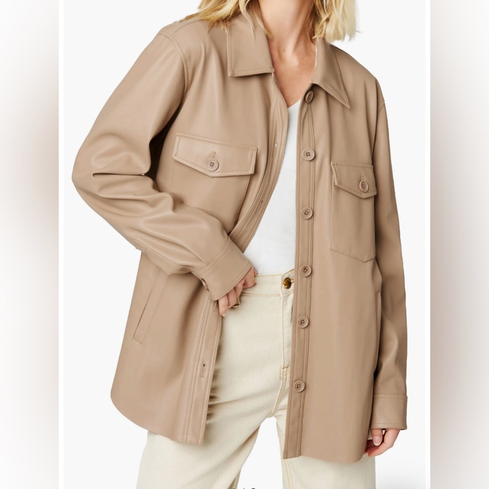 BLANK NYC Faux leather shacket